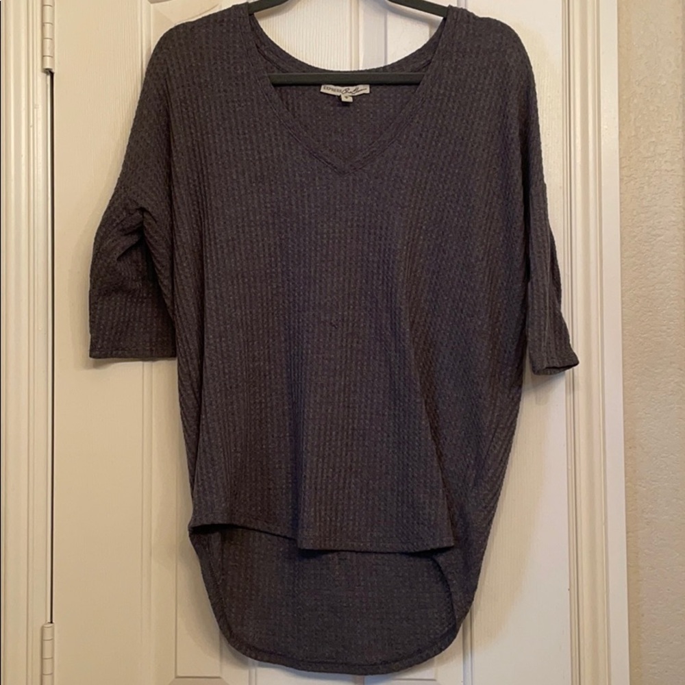 Express one eleven waffle texture tunic 3/4 sleeve